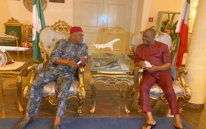 2023: Rivers State Governor, Nyesom Wike in a crucial meeting with Senator  Orji Uzor Kalu  in Govt House