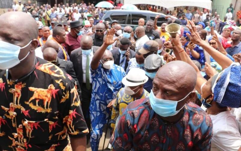 PHOTO NEWS: Aba North/Aba South Federal Constituency Rerun: Governor Okezie Ikpeazu Meets Abiriba Community in Aba