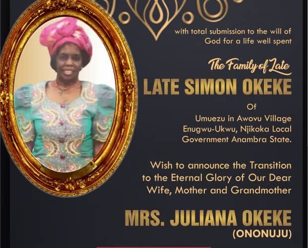 JUST IN: Family announces burial date for late Mrs Juliana Okeke