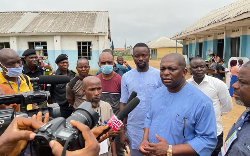 Photo News: Aba North/Aba South Bye-election: APC Candidate, Mascot Kalu Casts His Vote in Eziama
