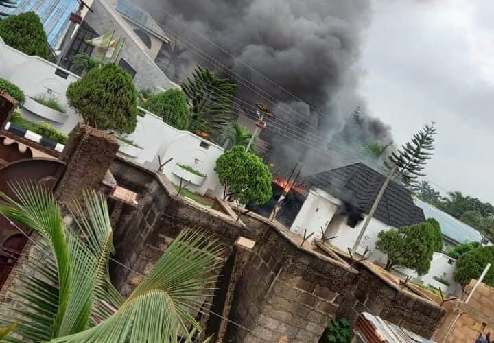 BREAKING NEWS: Unknown Gunmen set Governor Hope Uzodinma’s house ablaze