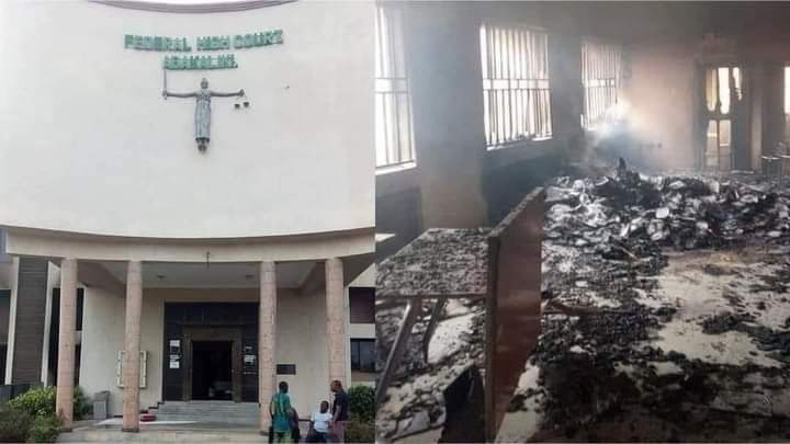 JUST IN: Tension as unknown gunmen set Federal High Court ablaze in Abakaliki, Ebonyi State