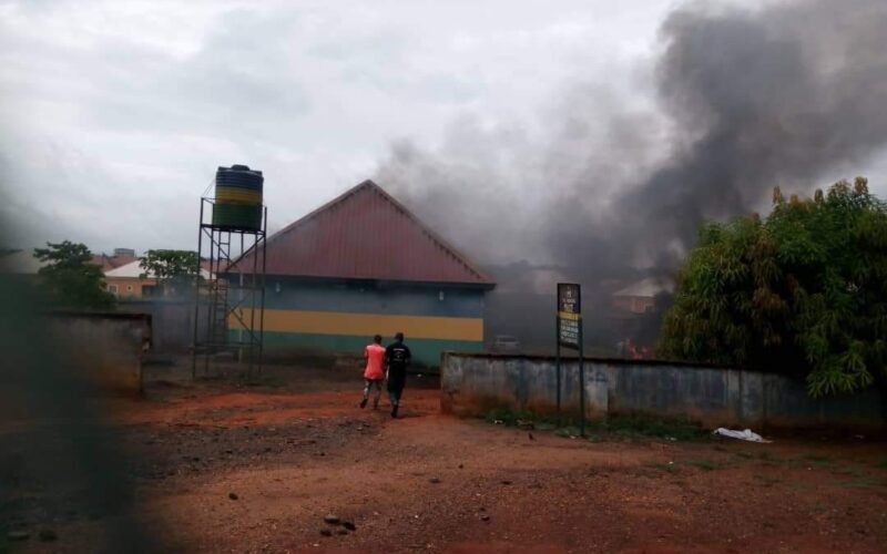 BREAKING: Ubani Market Police Station Razed Down By Unknown Gunmen