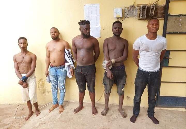 Unknown Gunmen: Police Parade 5 Men Who Allegedly Carried Out Attack On Oji Police Station Today