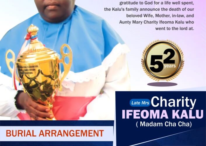 Family Announces Burial Date For Mrs Charity Ifeoma Kalu Of Amaogu Bende