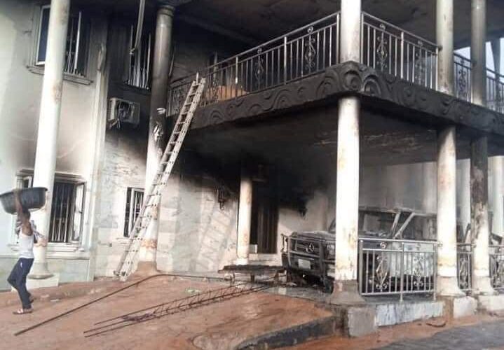 PHOTO NEWS:  Tears as gunmen raze down popular Abia politician country home in Ohafia