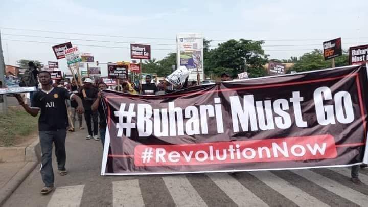 #BuhariMustGo Protest Rocks Abuja, Block Airport Road