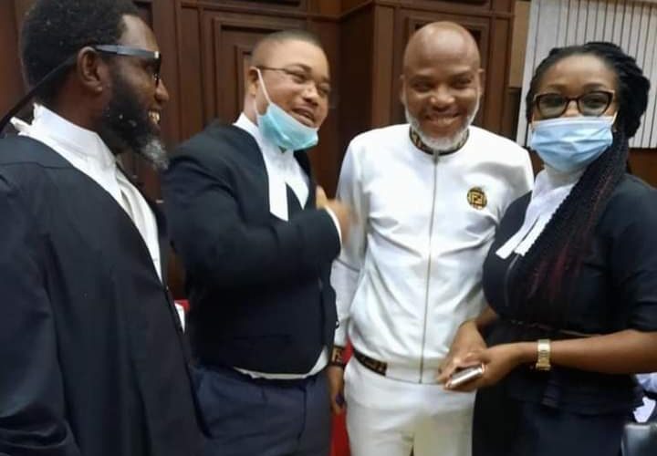 Nnamdi Kanu arrives courtroom for his trial (Photos)