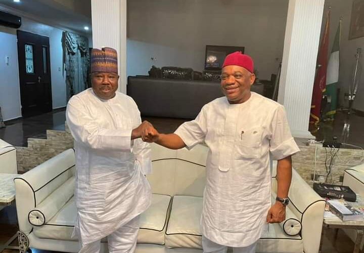 BREAKING: Sen. Orji Kalu In Closed Door Meeting With Ex- Borno Governor Ali Modu-Sheriff (PHOTOS)