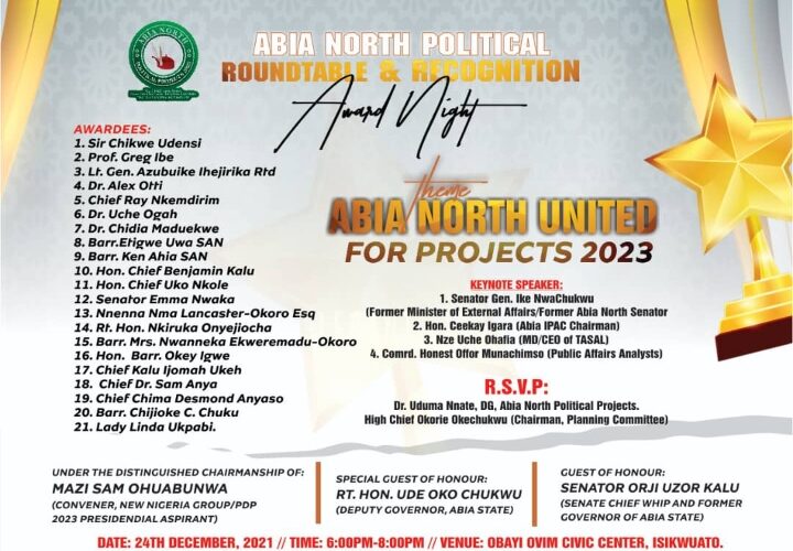 Group Set To Host Abia North Political Roundtable And Award Night