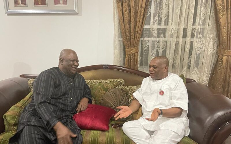 2023: PDP Presidential Aspirant, Anyim Pius Visits Orji Kalu,  Holds Discussion