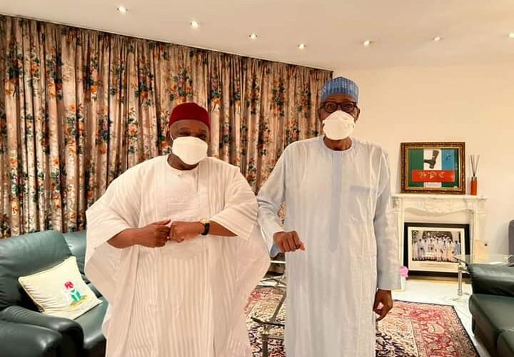 BREAKING: Sen. Orji Kalu In Closed Door Meeting With President Buhari