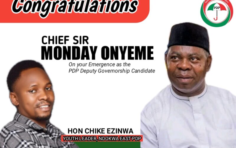 Ndokwa East PDP Youth Leader, Chike Ezinwa, Congratulates Onyeme For Emerging Delta PDP Deputy Gov Candidate