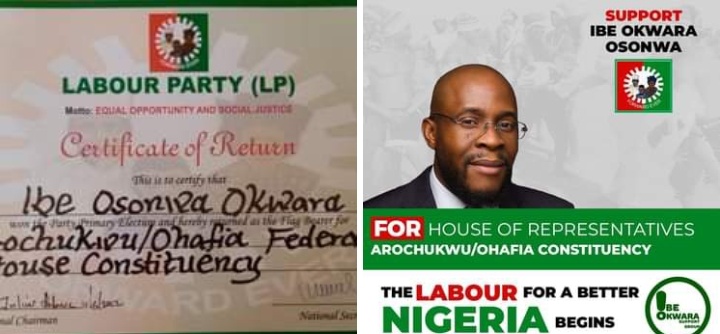 2023: Ibe Okwara Osonwa Receives LP’s Certificate Of Return For Arochukwu/Ohafia Federal Constituency