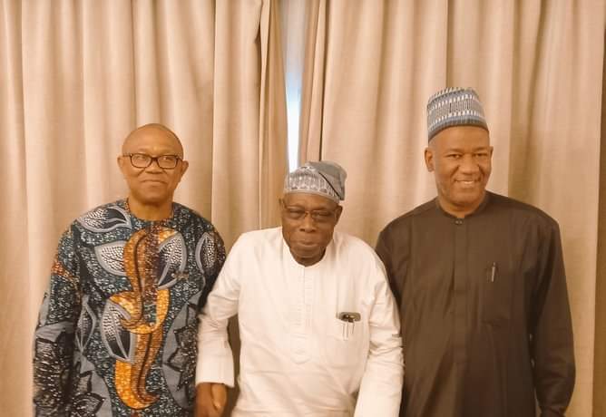 BREAKING: Peter Obi, Baba-Ahmed Meet Obasanjo (Photos)
