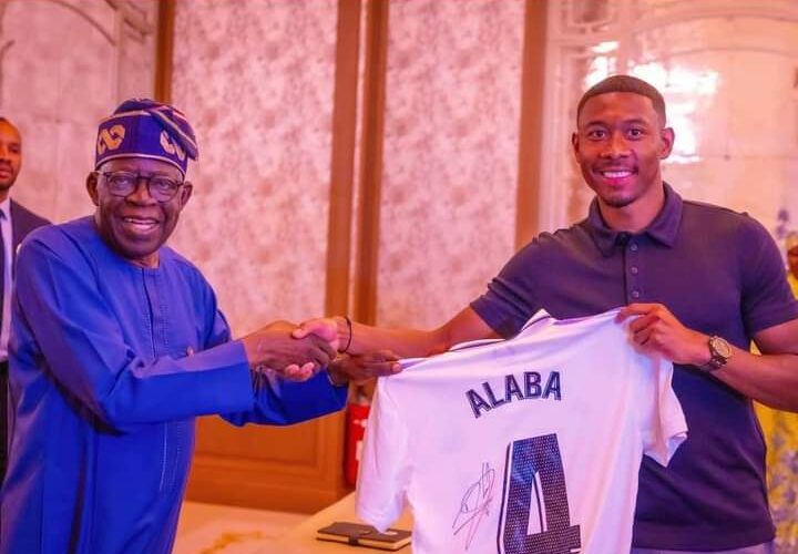PHOTOS: Tinubu meets Real Madrid star, David Alaba, others in France