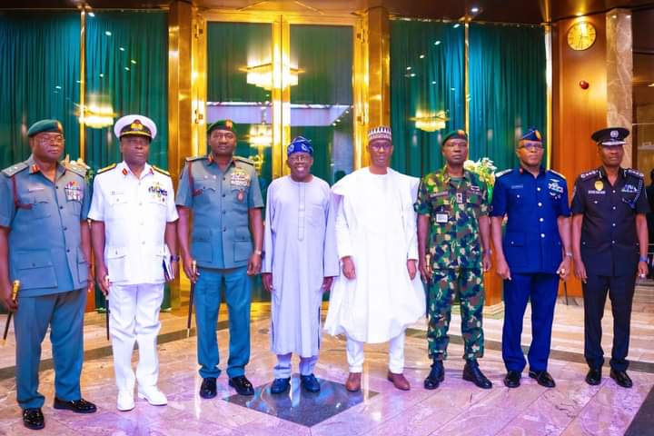 PHOTOS: Tinubu Meets NSA, Service Chiefs In Abuja 9 FB IMG 1688399934944