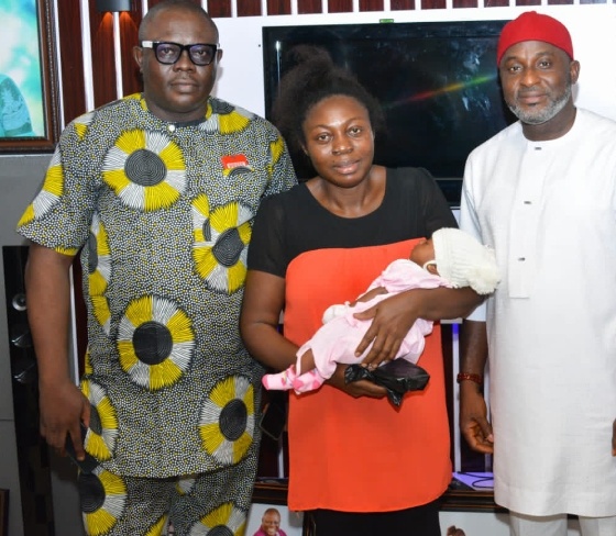 Abia Reps Member, Amobi Ogah Visits Journalist Who Welcomed First Child 11 Years After Marriage (Photos)