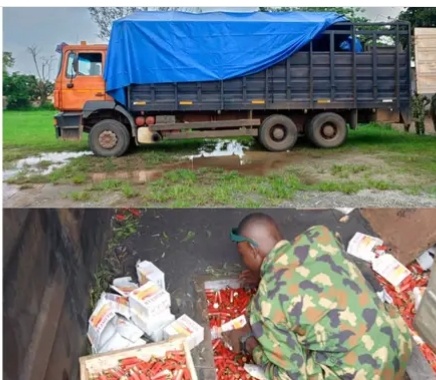 BREAKING: Troops Intercept Ghanaian With Truckload Of Ammunitions Enroute Southeast (Photos)