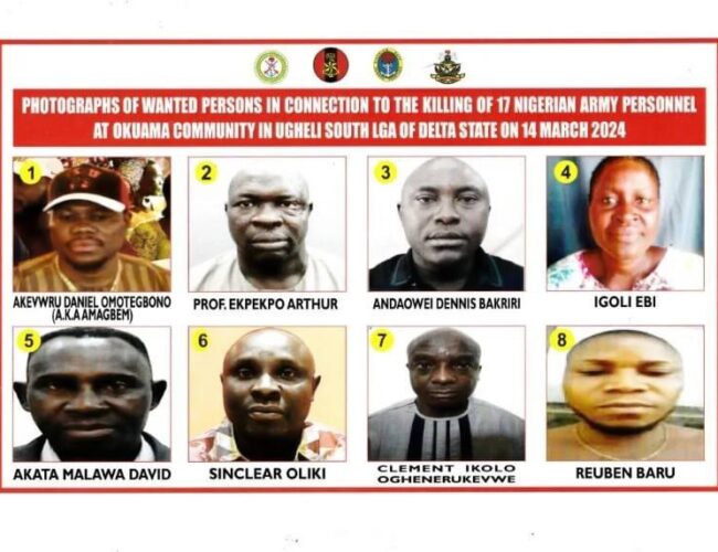 DHQ declares physics professor, 7 others wanted over murder of army personnel in Delta
