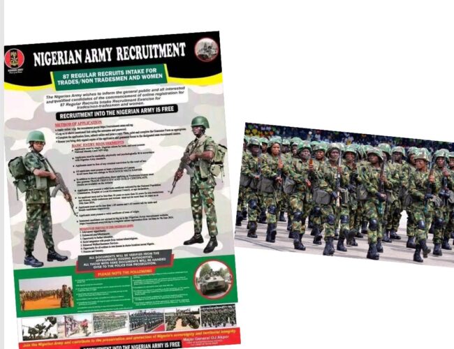 APPLY: Nigerian Army Is Recruiting