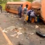 Nigerian Police Deny Officers’ Involvement In Viral Video Of Uniformed Men Scooping Fuel From Tanker Accident Scene